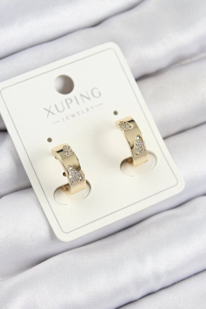 Epilons أقراط نسائية منقوشة بحجر الزركون من Bfs Xuping موديل ذهبي اللون