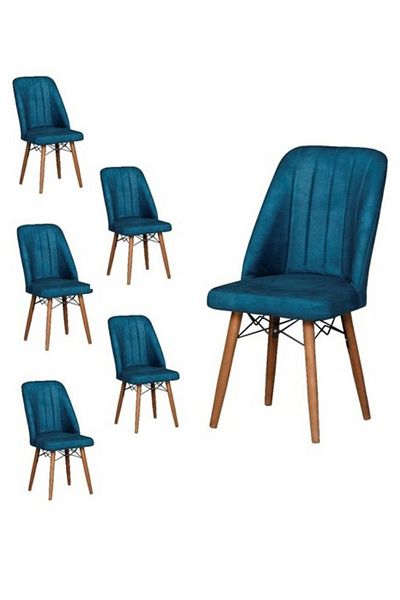 Desire Set Scaune Berlin, 6 buc Package, dining, bucatarie, tapitate cu material textil, picioare lemn