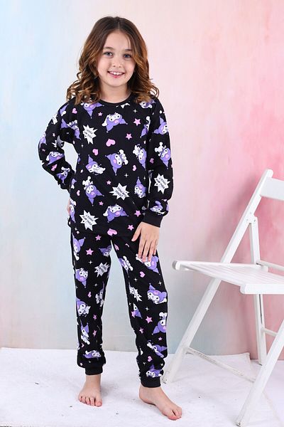 bunny hopp Set de pijamale pentru fete, 100% bumbac, din bumbac pieptănat, cu mânecă lungă, cu decolteu, 3-13 ani