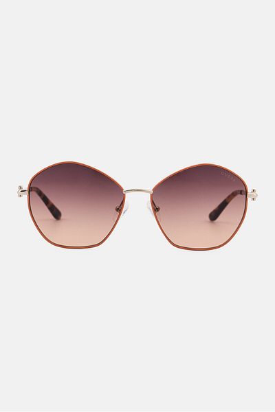 Guess نظارة شمسية نسائية GU7907 هندسية، ذهبية