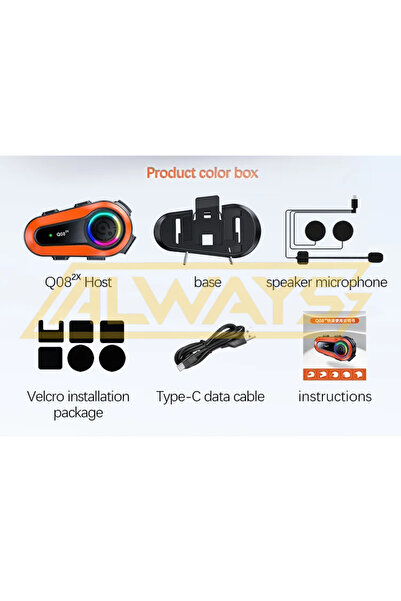 leeways 2 ADET Q08 2X 1000m Telsiz Mesafeli Özellikli 2 Kişi Bağlantılı Bluetooth Kask Kulaklık Ekranlı Fene