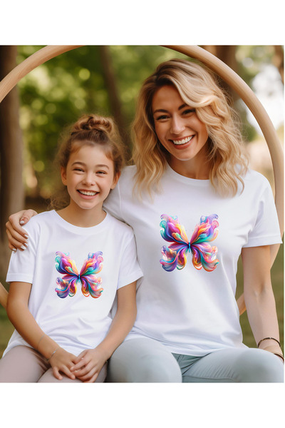 ASELİNDA Tricou combinat imprimat Mamă-Fiică (un singur articol, adăugați 2 b...