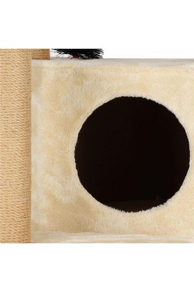 SERSIMO Cat play set, with scratching post, hiding place, bed, hammock, ball, 154cm, cream
