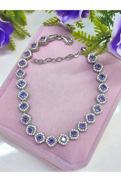 argint 925 Bratara Pietre Violet