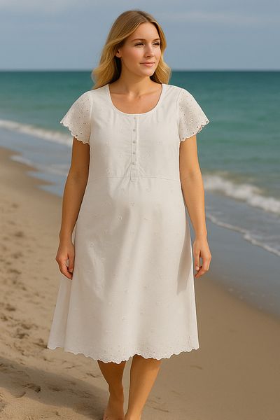 Rossa İntimo 100% Cotton Fisto Fabric Half Sleeve Nightgown Set with Morning Dress – Elegant, Modern and Natural Design