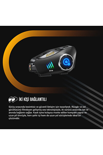 leeways Q28 İntercom Kameralı Hd 1080p Kameralı Kask Kulaklık Su Geçirmez 32gb Hafıza Kartlı