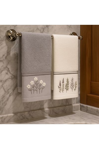 Özdilek Flower Embroidered 2-Piece Towel Set
