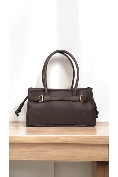 truvalıhelen Women's Shoulder Bag with Buckle on the Front and Zippered on the Sides