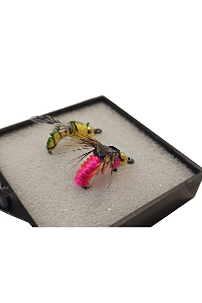 ALDOS Alabalık Kefal İçin Fly Sinek iğne 2'li özel kutusunda Color 2