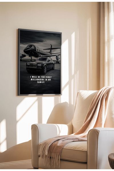 21mxm Frameless Motivational Wall Poster, Supercar Art, "Stop Until Proud" Quote, Fast Mindset 2025