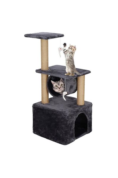 SERSIMO Cat play set, with scratching post, hidden, platform, 62cm, dark grey