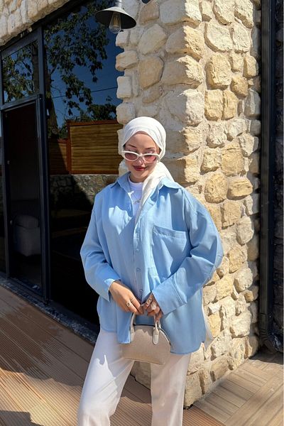 lurex moda Cămașă cu o singură buzunar de mărime mare