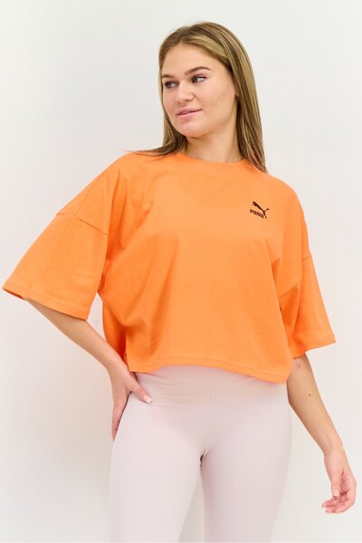 Puma Women Over Size Short Sleeve Outdoor Top, Orange