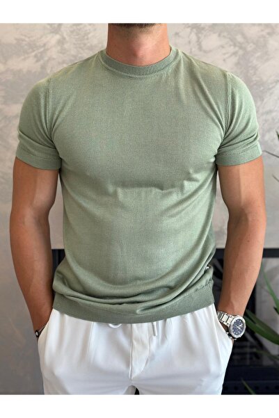 ECARTS Men's Slim Fit Cotton Crew Neck Tshirt Green Eca021
