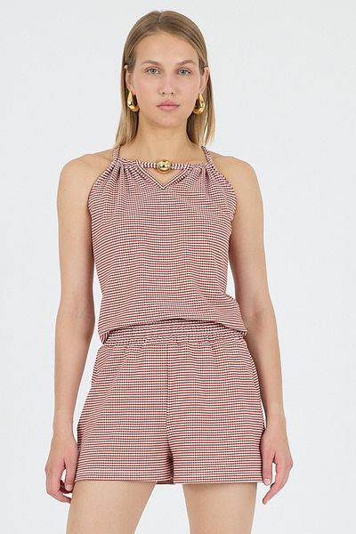 Laranor Jacquard Knitted Blouse with Adjustable Neckline and Tie Detail 25L8109