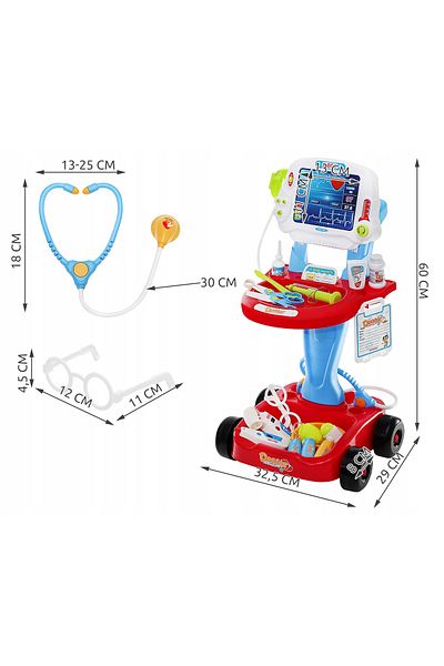 QBT Mobile doctor stand set, EKG machine and 18 accessories, height 60 cm