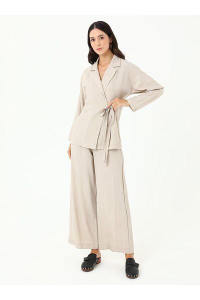 Benin Double Breasted Jacket Trousers Suit - Beige - Benin