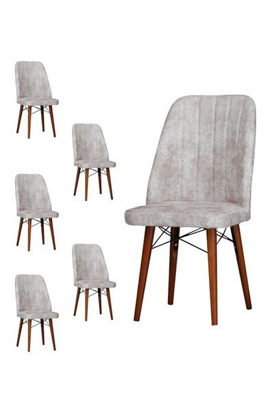 Desire Set Scaune Berlin, 6 buc Package, dining, bucatarie, tapitate cu material textil, picioare lemn