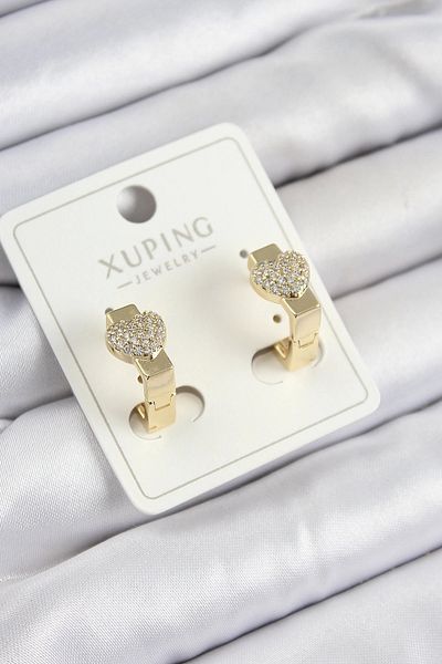 Clariss أقراط نسائية من Xuping Zircon Stone على شكل قلب باللون الذهبي