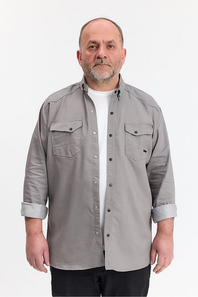 a02teks Large Size Men's Lycra Double Pocket Lycra Jeans Shirt (110-115 Kilos Fits 5XL)