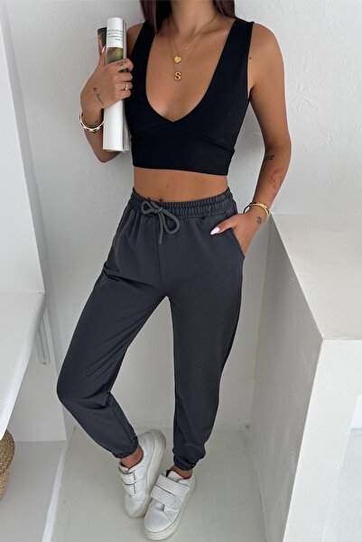 FEMELLE Women's Smoked Sweatpants with Elastic Legs and Waist