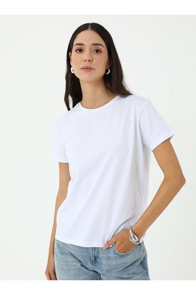 Refka Μπλουζάκι Crew Neck με κοντομάνικο - Λευκό - Refka