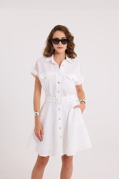 NOK İSTANBUL 100% Linen Melissa Dress White