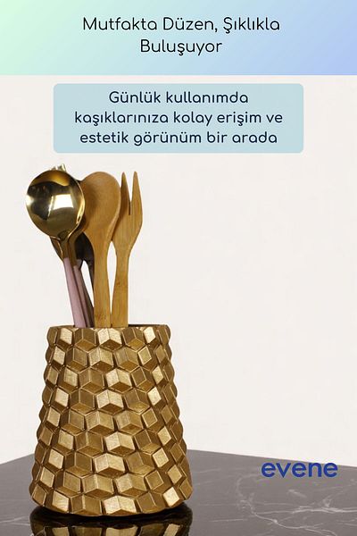 Evene Suport pentru tacâmuri de blat Suport decorativ pentru tacâmuri vertical Cilindru Suport pentru tacâmuri Culoare aurie Model 84