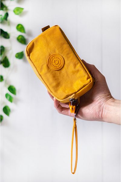 İMAKS Crinkle/Clinkir Waterproof 3 Zippered Shoulder Strap Mobile Phone Carrying Bag Wallet Mustard Yellow 3031