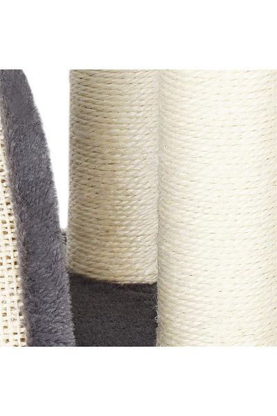 SERSIMO Ansamblu de joaca pentru pisici, cu loc pentru zgariat, ascuns, culcus, minge, 67cm, crem