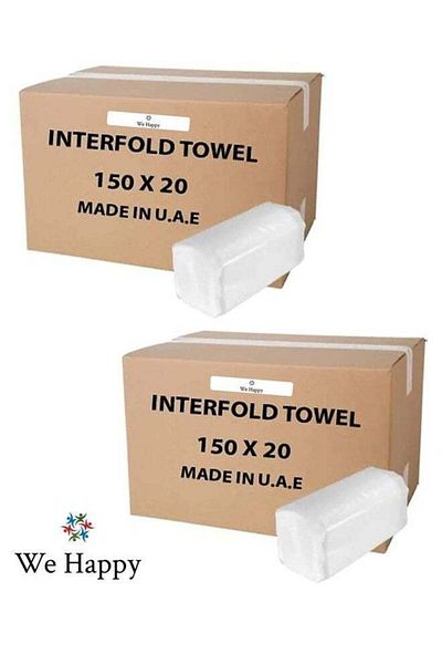 WE HAPPY Best Quality Interfold Tissue Papers Washroom Disposable Hand Towel 6000 PCs