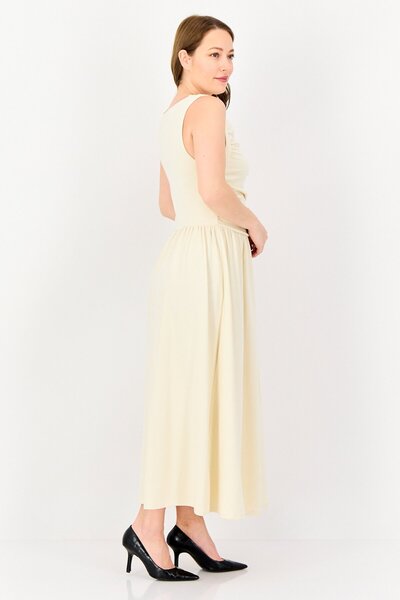 Bebe Women Solid Maxi Dress, Cream
