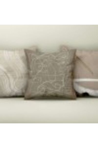 Lenjerii Deosebite Set 3 decorative pillow covers 43x43cm, Abstract Design Beige/White