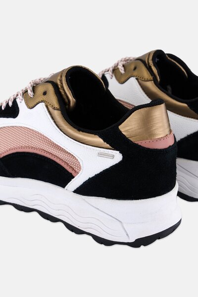 Geox Women Lace Up Casual Shoes, Black/White