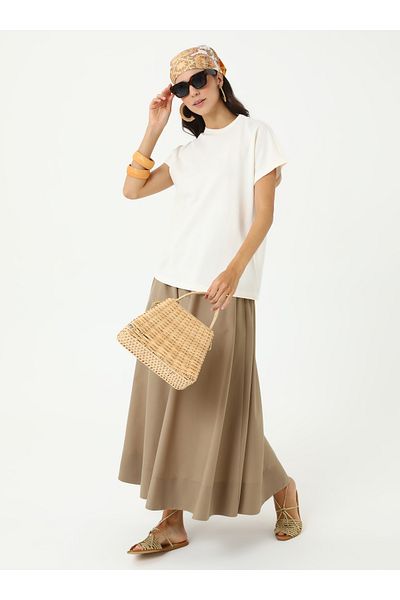 Refka Γυναικείο T-Shirt Off Shoulder Crew Neck - Ecru - Refka