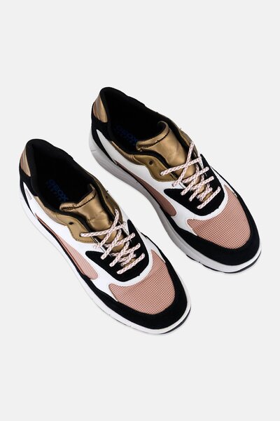 Geox Women Lace Up Casual Shoes, Black/White