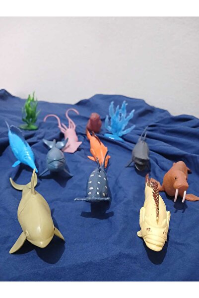 GÜLEÇ TİCARET 12 Parça Deniz Okyanus Hayvanları YunusBalığı Fok Köpek Balığı ...