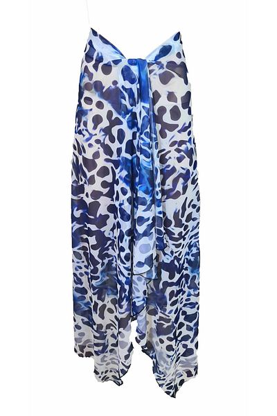 Bolder Curve Mesh Transparent Blue Leopard Pareo
