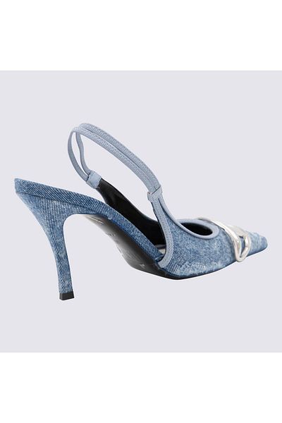 Diesel Pantofi cu toc Diesel albaștri din denim