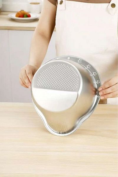 Qerhome Multipurpose Rice Fruit Pasta Vegetable Strainer Stainless Steel Strainer Silver