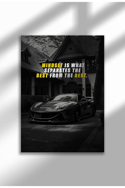 21mxm Frameless Motivational Wall Poster, Supercar Art, "Stop Until Proud" Quote, Fast Mindset 2025