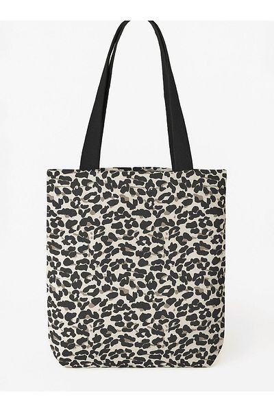 Çınar Bez Çanta Zippered Leopard Bag - Brown - Çınar Cloth Bag