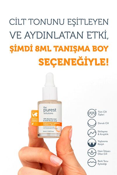 The Purest Solutions Leke Karşıtı Arbutin & C Vitamini Seti: 30 ml Leke Serumu + 8 ml Tanışma Boy C Vitamini