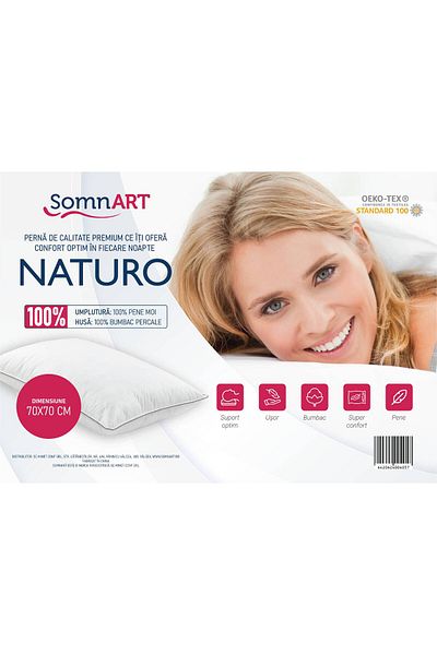 Somnart Naturo feather pillow, 70x70, soft