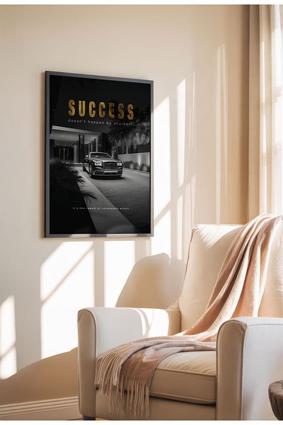 21mxm Frameless Motivational Wall Poster, Supercar Art, "Stop Until Proud" Quote, Fast Mindset 2025