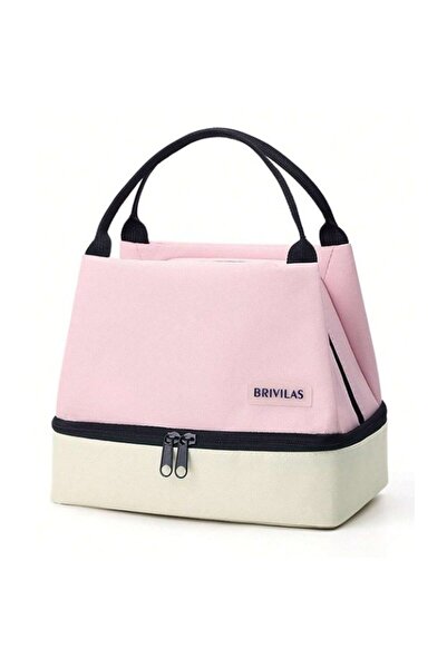 The Casius. Portable lunch bag made of polyester for school, office, travel, Duo model, 20 x 14 x 24 cm, pink co