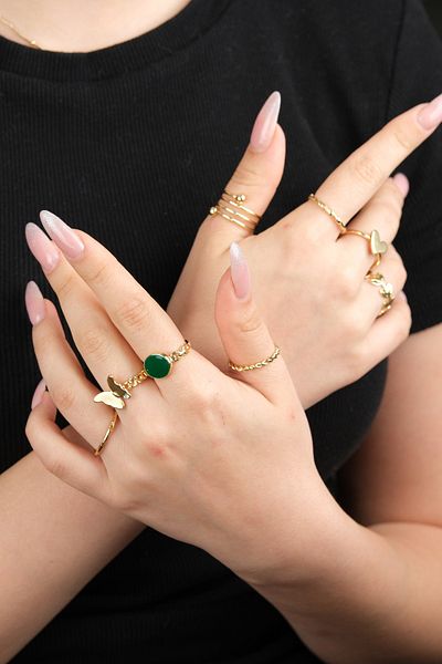 Jack Ferrero Women's Gold Color Non-Fade Ring Set