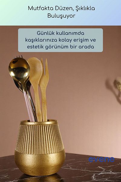 Evene Suport pentru tacâmuri de blat Suport decorativ pentru tacâmuri vertical Cilindru Suport pentru tacâmuri Culoare aurie Model 88
