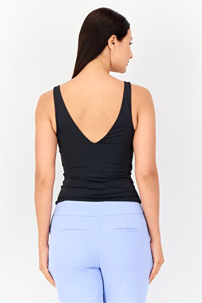 Bebe Women V Neck Solid Sleeveless Top, Black