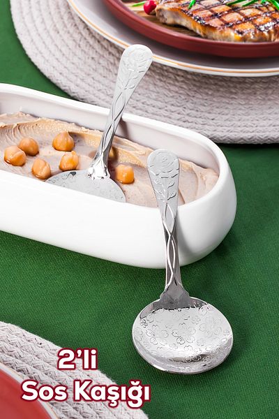 Porsima 5216 Metal Silver 2-Piece Sauce Spoon-Spoon 13cm